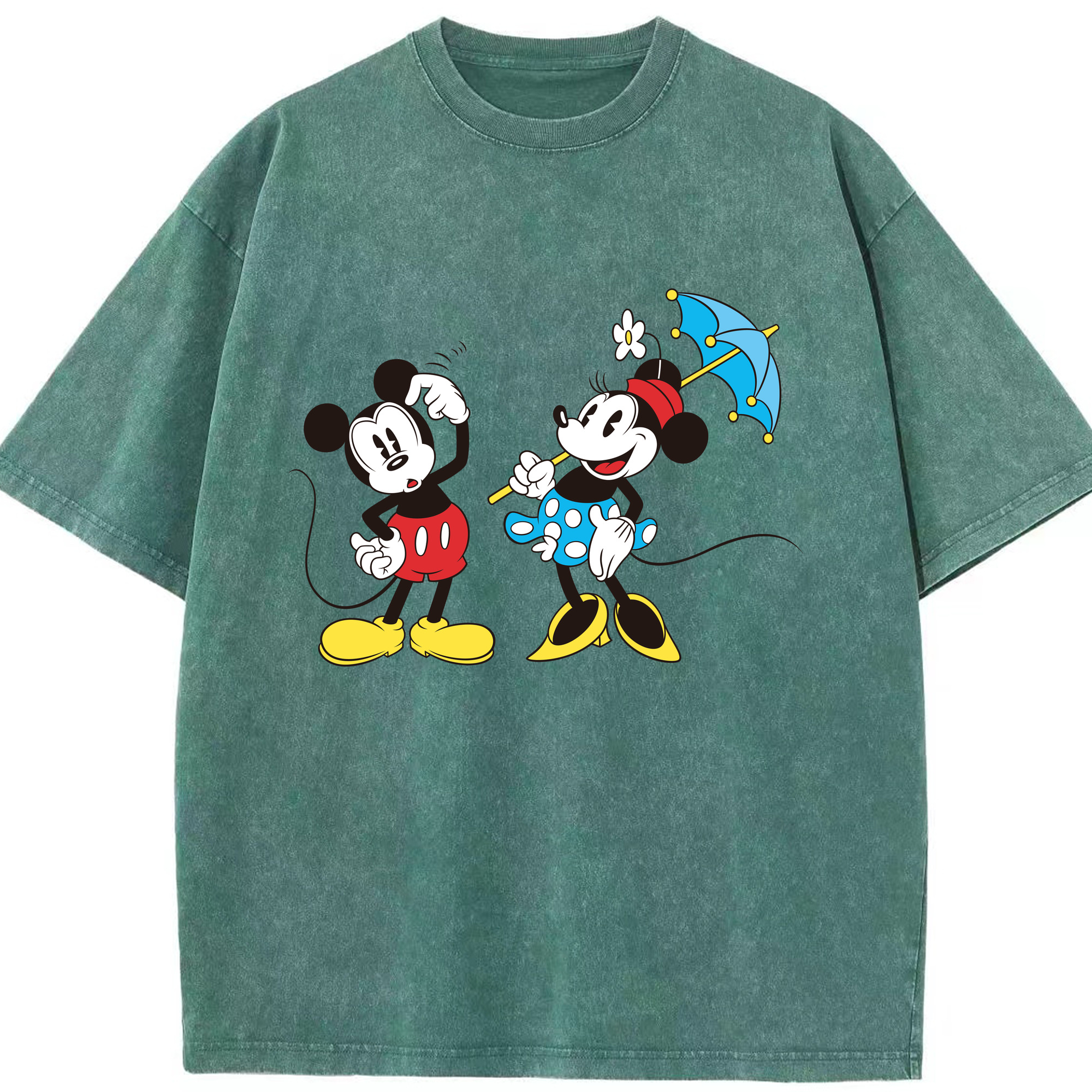 （画像用） ミッキーマウス Mickey Mouse 綿100% ヴィンテージ風 半袖Tシャツ（フロントプリント）